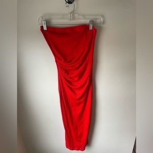 Akira Red Ribbed Synched Bodycon MIDI Dress Valentine’s Day Date Night Medium